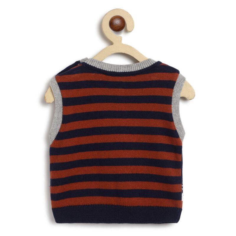 Boys Dark Blue Wool Blend Waistcoat image number null